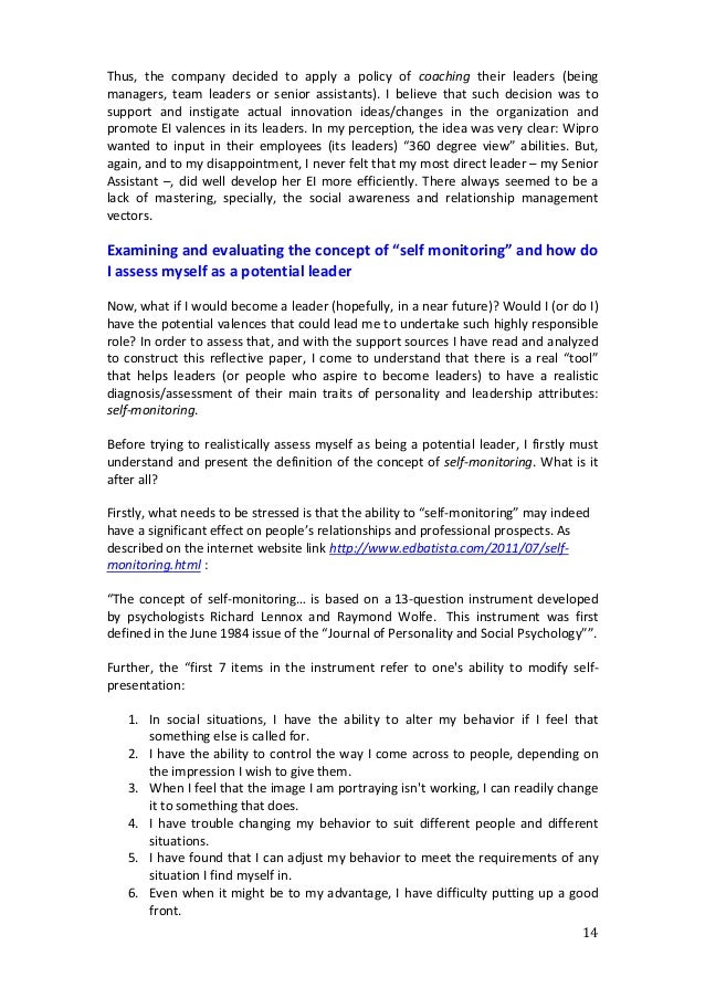 Reflective leadership essay