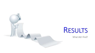 RESULTS 
What did I find? 
 