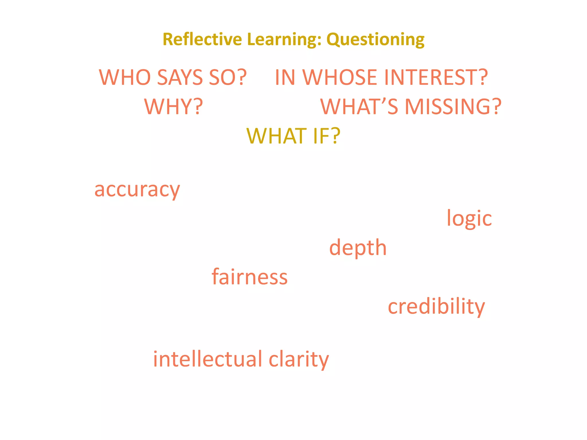 Reflective LearningWhat does it mean to you?
