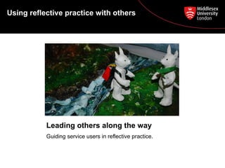Using reflective practice with others
Leading others along the way
Guiding service users in reflective practice.
 