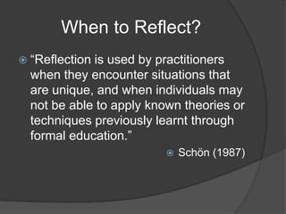 Reflect Formal Definition Reflective Writing PG MMEd | PPTX