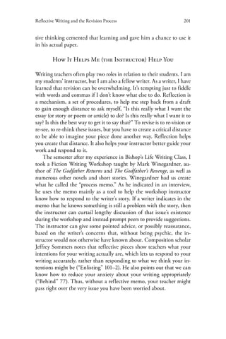 Refection Writer Reflective writing and the revision process what were you thinking | PDF