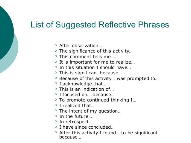 reflective writing phrases