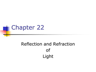 Chapter 22
Reflection and Refraction
of
Light
 