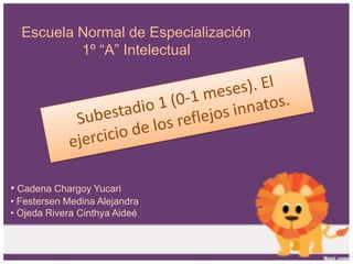 Escuela Normal de Especialización
          1º “A” Intelectual




• Cadena Chargoy Yucari
• Festersen Medina Alejandra
• Ojeda Rivera Cinthya Aideé
 