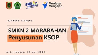 SMKN 2 MARABAHAN
Penyusunan KSOP
A n j i r M u a r a , 3 1 M e i 2 0 2 3
R A P A T D I N A S
 