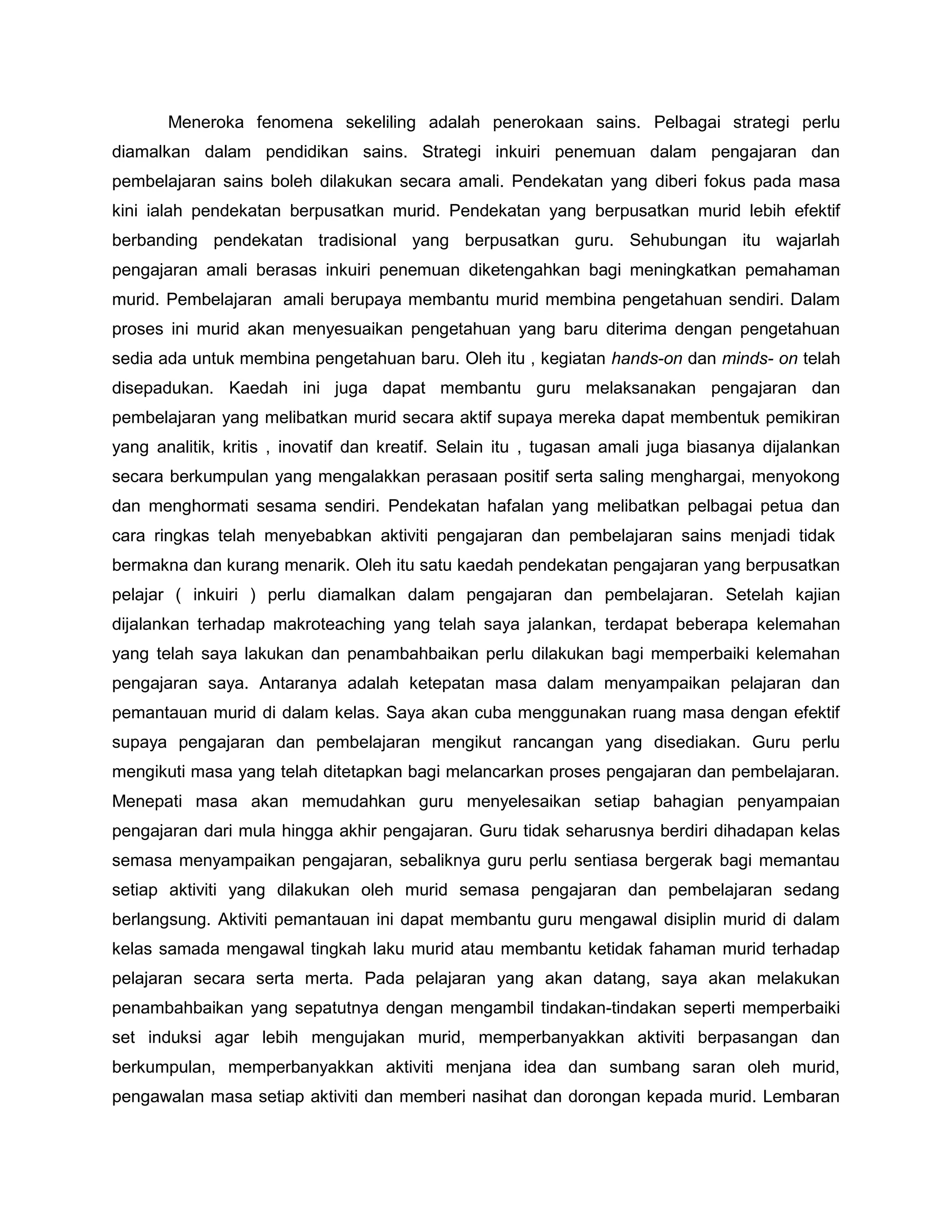 Refleksi Makro Pengajaran Pdf