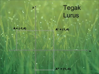 y

A = (-1,4)

Tegak
Lurus
A’ = (1,4)

x

A” = (1,-4)

 