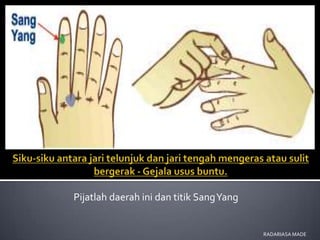 Pijatlah daerah ini dan titik Sang Yang


                                          RADARIASA MADE
 