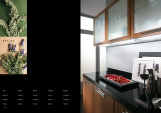 R E f L E X




AnTE          DOORS      PORTES      fROnTEn   PUERTAS



MAniGLiE      HAnDLES    POiGnEES    GRiffE    TiRADORES



finiTURE      finiSHES   finiTiOnS   finiSHS   ACABADOS



COLORi        COLOURS    COLORiS     fARBEn    COLORES


   28                                                      29
 