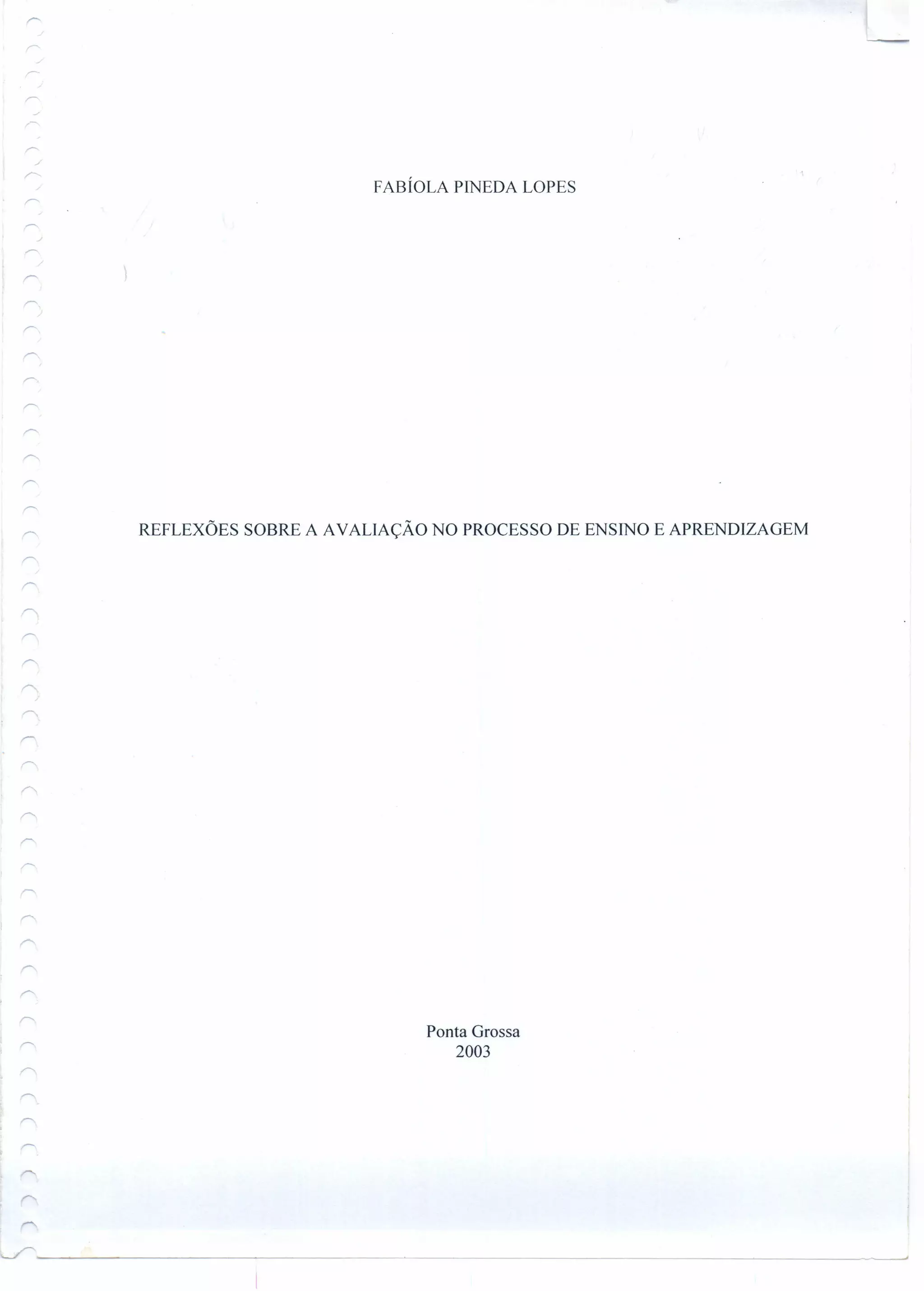 Reflexões sobre a avaliação no processo de ensino e aprendizagem | PDF