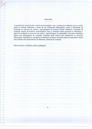 Reflexões sobre a avaliação no processo de ensino e aprendizagem | PDF