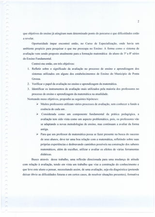 Reflexões sobre a avaliação no processo de ensino e aprendizagem | PDF