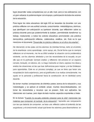 Reflexión de mi practica profesional | DOCX