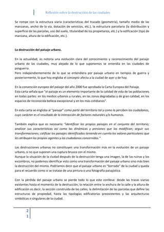 Reflexión sobre la destrucción de las ciudades | PDF