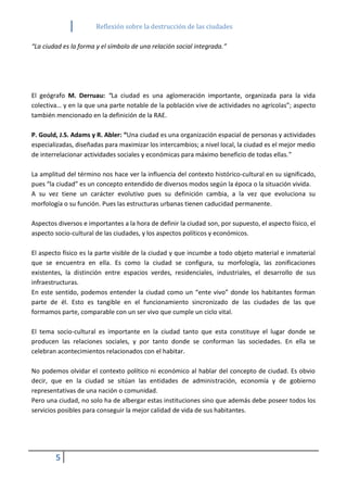 Reflexión sobre la destrucción de las ciudades | PDF