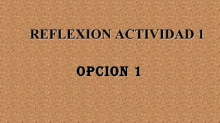 REFLEXION ACTIVIDAD 1REFLEXION ACTIVIDAD 1
OPCION 1OPCION 1
 