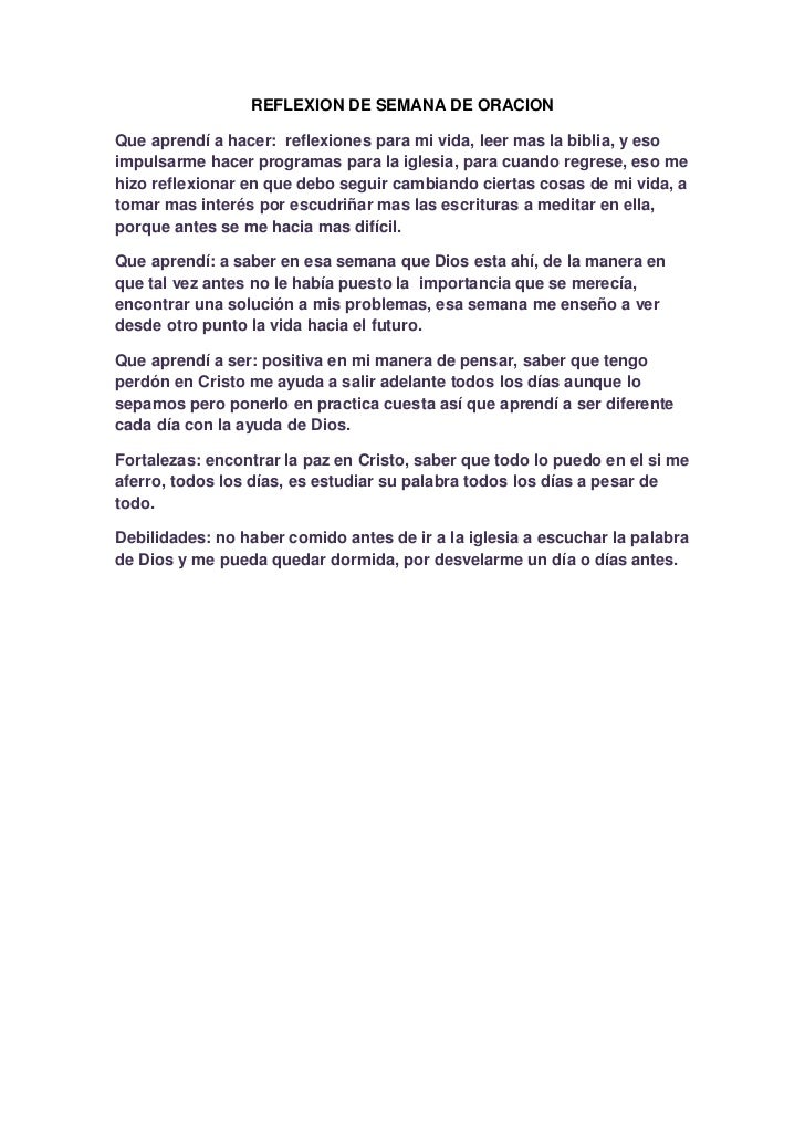 Reflexion De Semana De Oracion