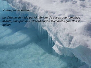 Y siempre recuerda: La Vida no se mide por el número de veces que tomamos aliento, sino por los Extraordinarios Momentos que Nos lo quitan. 