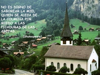 NO ES DIGNO DE SABOREAR LA MIEL QUIEN SE ALEJA DE LA COLMENA POR MIEDO A LAS PICADURAS DE LAS ABEJAS. (Shakespeare) 