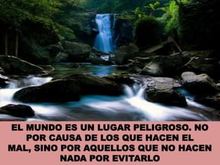 EL MUNDO ES UN LUGAR PELIGROSO. NO POR CAUSA DE LOS QUE HACEN EL MAL, SINO POR AQUELLOS QUE NO HACEN NADA POR EVITARLO