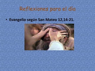 Reflexiones para el día Evangelio según San Mateo 12,14-21.  