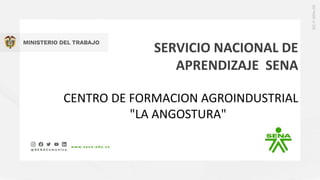 SERVICIO NACIONAL DE
APRENDIZAJE SENA
CENTRO DE FORMACION AGROINDUSTRIAL
"LA ANGOSTURA"
 