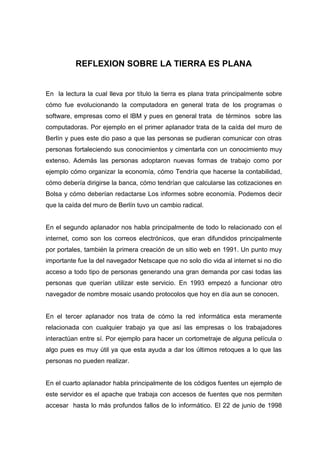 Reflexion sobre la tierra es plana