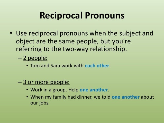 Reflexive and Reciprocal pronouns