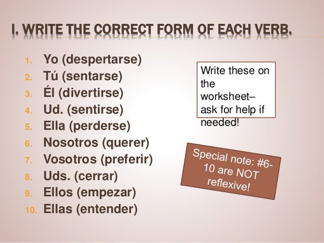 Reflexive stem changing verbs