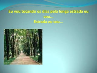 Eu vou tocando os dias pela longa estrada eu vou...Estrada eu sou...