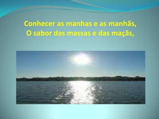 Conhecer as manhas e as manhãs,O sabor das massas e das maçãs,