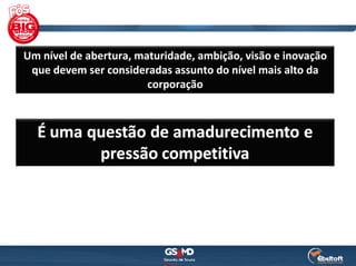 Um nível de abertura, maturidade, ambição, visão e inovação 
 que devem ser consideradas assunto do nível mais alto da 
                        corporação 
 