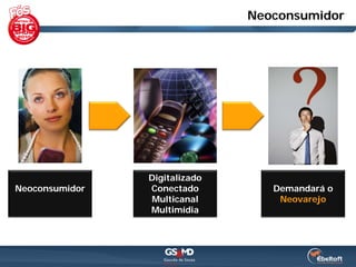 Neoconsumidor




                Digitalizado
Neoconsumidor   Conectado         Demandará o
                 Multicanal        Neovarejo
                Multimídia
 