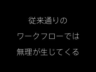 従来通りの

ワークフローでは

無理が生じてくる
 