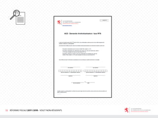 11 RÉFORME FISCALE 2017 / 2018 - VOLET NON-RÉSIDENTS
 