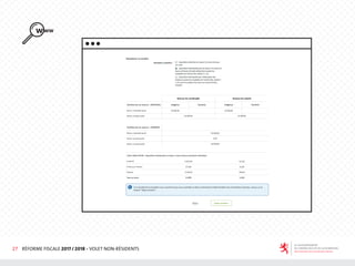 27 RÉFORME FISCALE 2017 / 2018 - VOLET NON-RÉSIDENTS
 