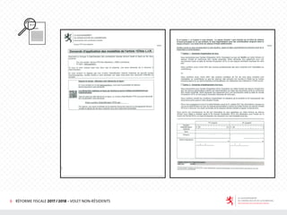 6 RÉFORME FISCALE 2017 / 2018 - VOLET NON-RÉSIDENTS
 