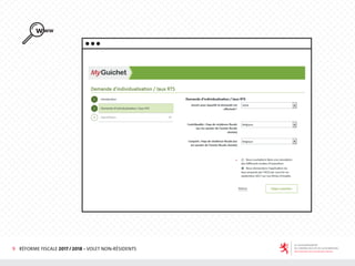 9 RÉFORME FISCALE 2017 / 2018 - VOLET NON-RÉSIDENTS
 