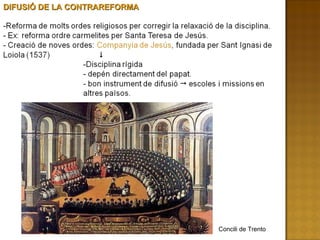 DIFUSIÓ DE LA CONTRAREFORMA Concili de Trento 