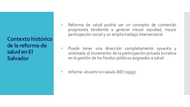 Proceso Historico de la Reforma de Salud en El Salvador
