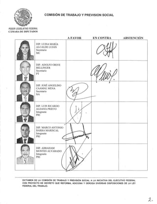 Dictamen de la  Reforma Laboral aprobado por el Pleno de la Cámara de Diputados en su sesión del 28 de septiembre de 2012