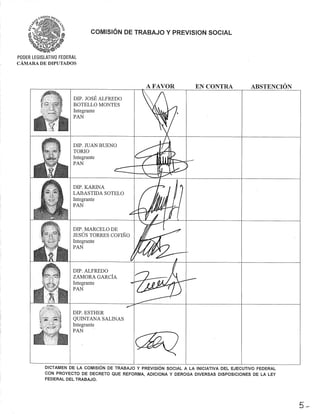 Dictamen de la  Reforma Laboral aprobado por el Pleno de la Cámara de Diputados en su sesión del 28 de septiembre de 2012