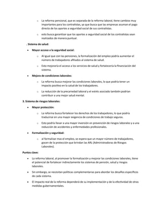 REFORMA LABORAL EN COLOMBIA PARA CONOCER LA POSICION ACTUL Y LAS NORMAS ...