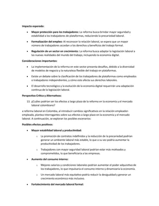 REFORMA LABORAL EN COLOMBIA PARA CONOCER LA POSICION ACTUL Y LAS NORMAS ...