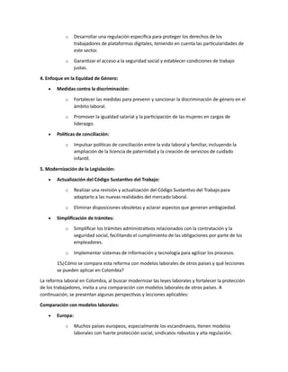 REFORMA LABORAL EN COLOMBIA PARA CONOCER LA POSICION ACTUL Y LAS NORMAS ...