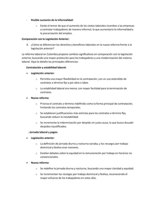 REFORMA LABORAL EN COLOMBIA PARA CONOCER LA POSICION ACTUL Y LAS NORMAS ...