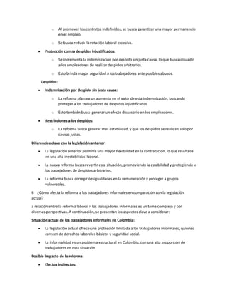 REFORMA LABORAL EN COLOMBIA PARA CONOCER LA POSICION ACTUL Y LAS NORMAS ...