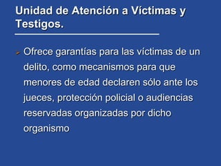 Creación de un servicio público: la Defensoría Penal Pública, para los acusados que no pueden costear un abogado. La separación de funciones del Juez En el Sistema Inquisitivo se es juez y parte en una causa: investiga, acusa y sentencia. 