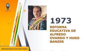 1973
REFORMA
EDUCATIVA DE
ALFREDO
OVANDO Y HUGO
BANZER
9
 